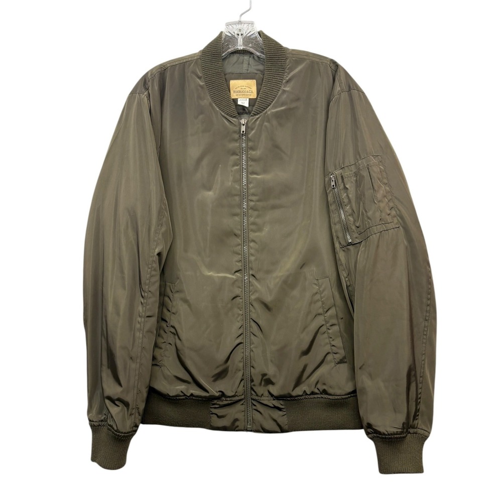 Roebuck‎ & Co Men's Olive Green Bomber Jacket Streetwear Utility Retro Size M